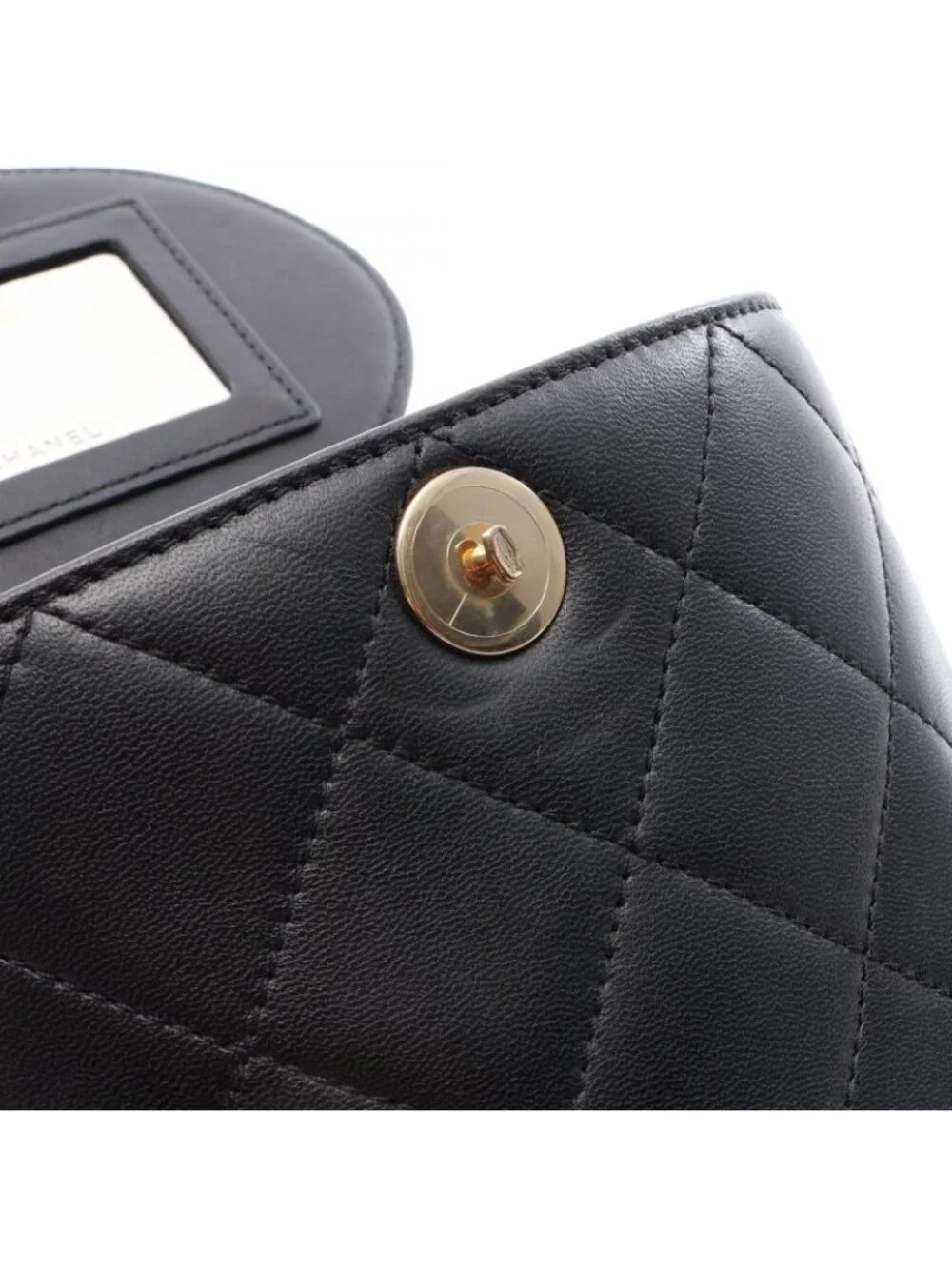 Chanel Shoulder Bag Quilted Black Lambskin Vanity Chain